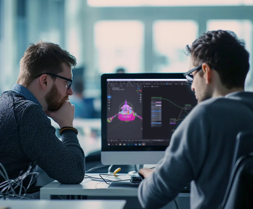 Developers working on a 3D Interface