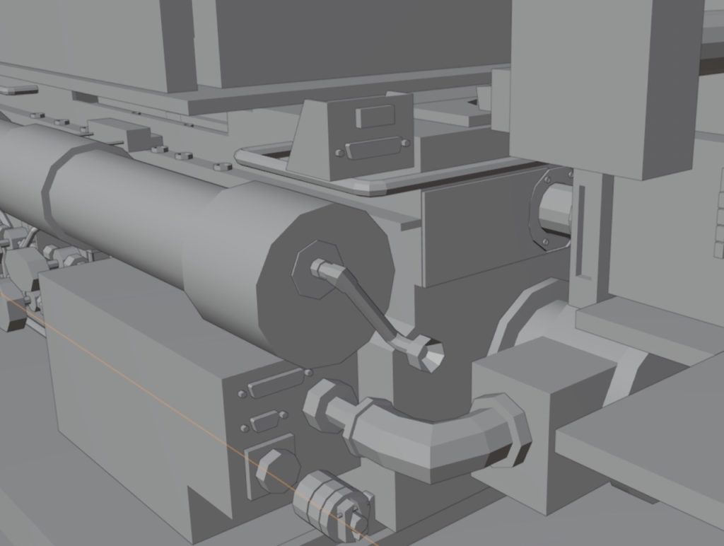 Untextured 3D model of semiconductor equipment for Gigaphoton VR maintenance training