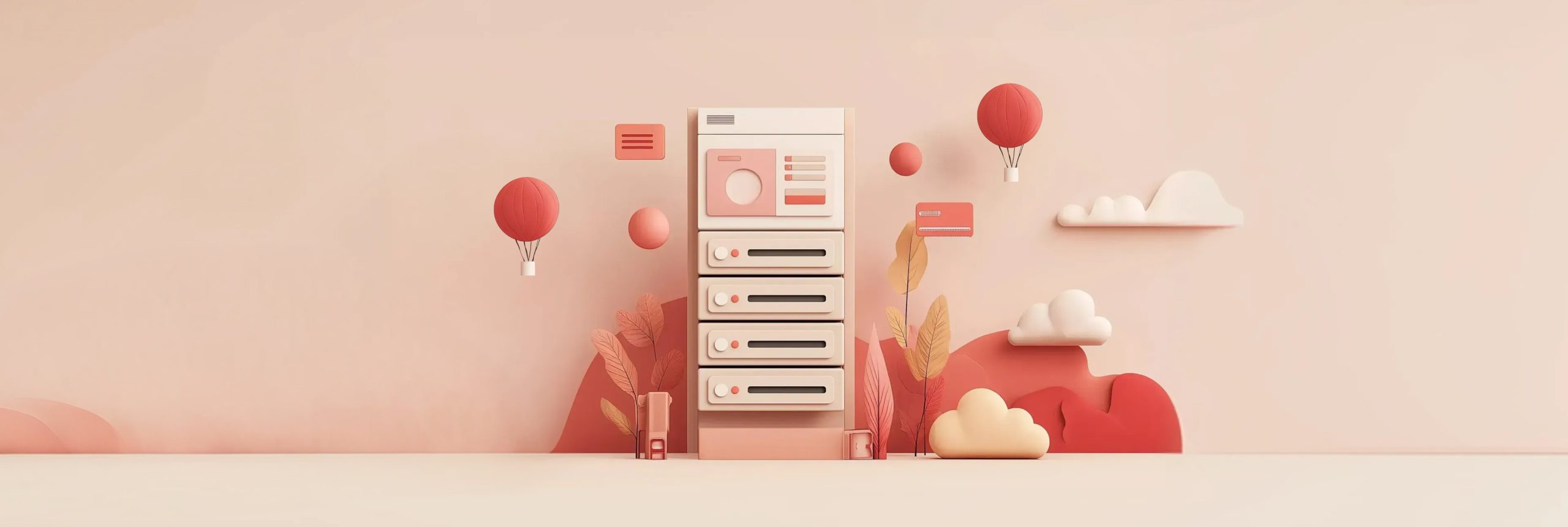 Abstract illustration of a server stack in a cloud-themed environment