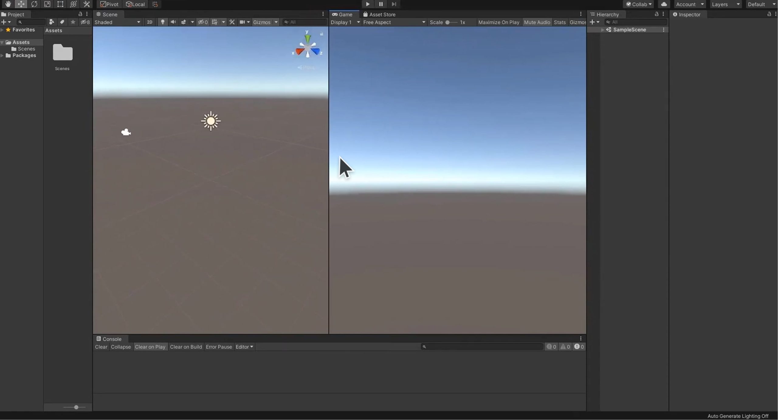 Customized Unity Editor layout showing scene and game views in a split workspace