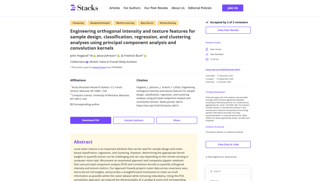 A published article page on Stacks Journal
