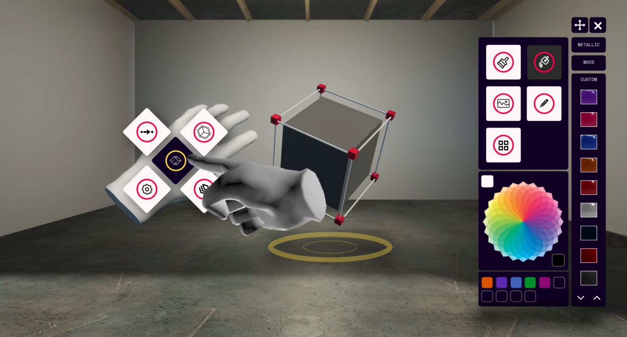 Building a scene with the Byldr in-headset VR tools