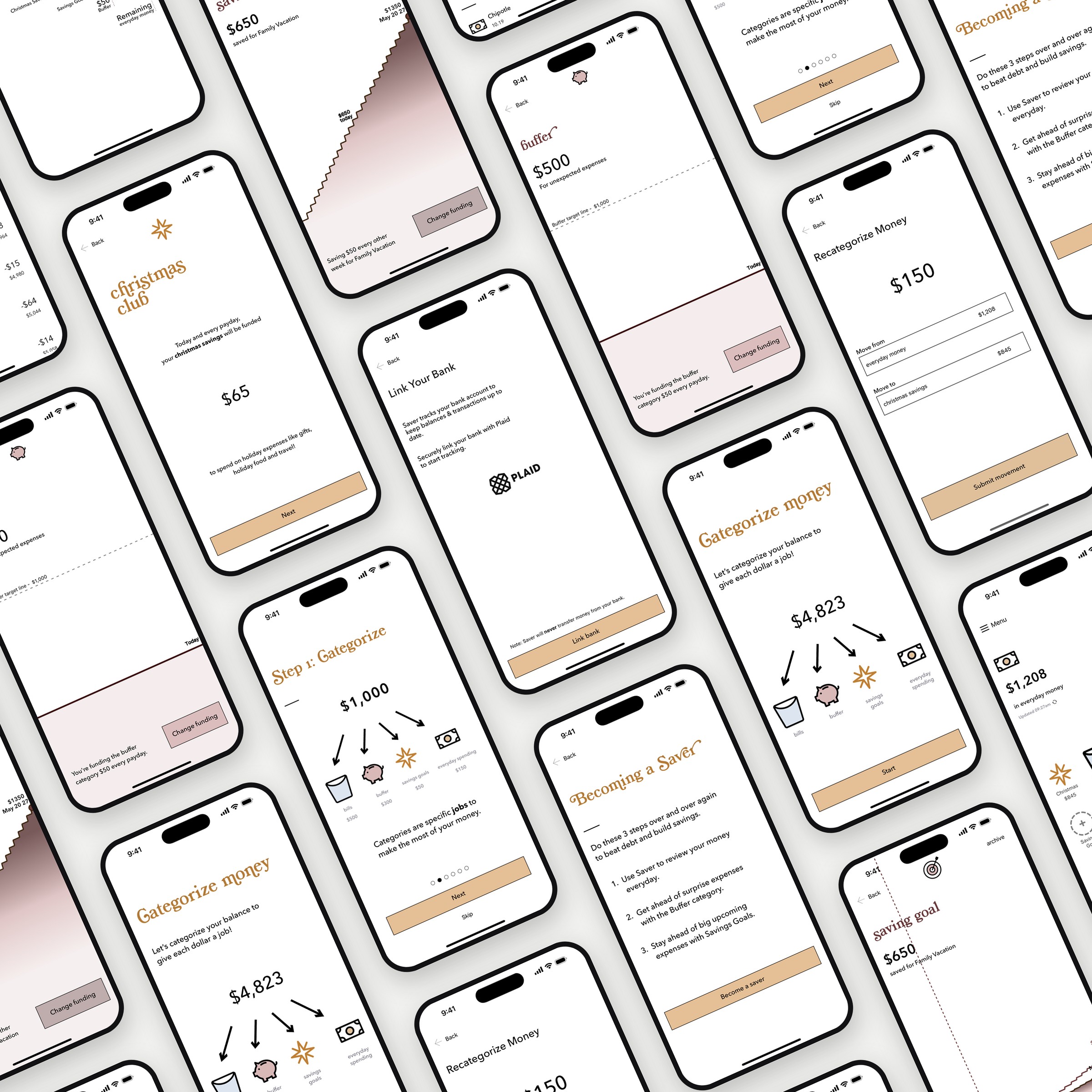 Screens from the Christmas Club savings app