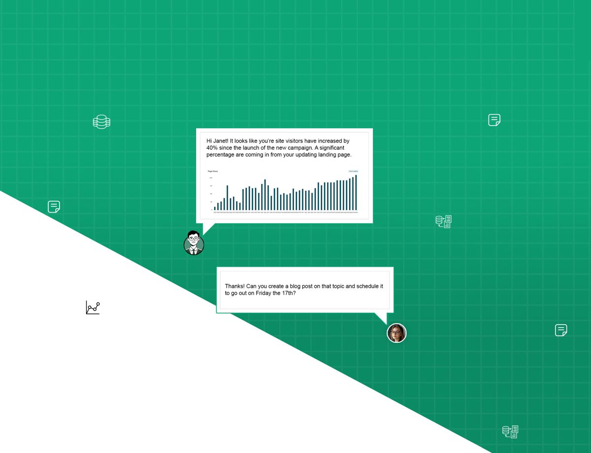 Insyght Studio agent conversation with a page-views chart