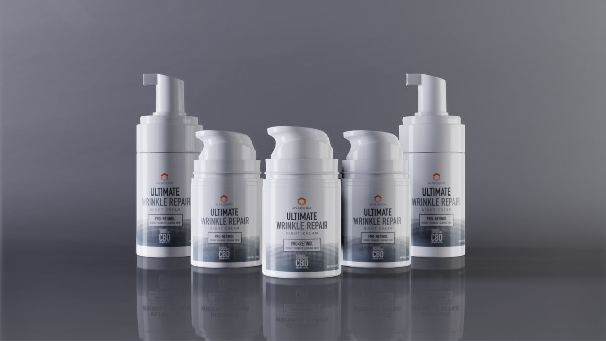 Myaderm skincare bottles from the connected-TV commercial