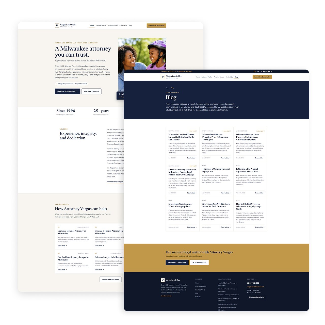 Vargas Law Office homepage and legal blog