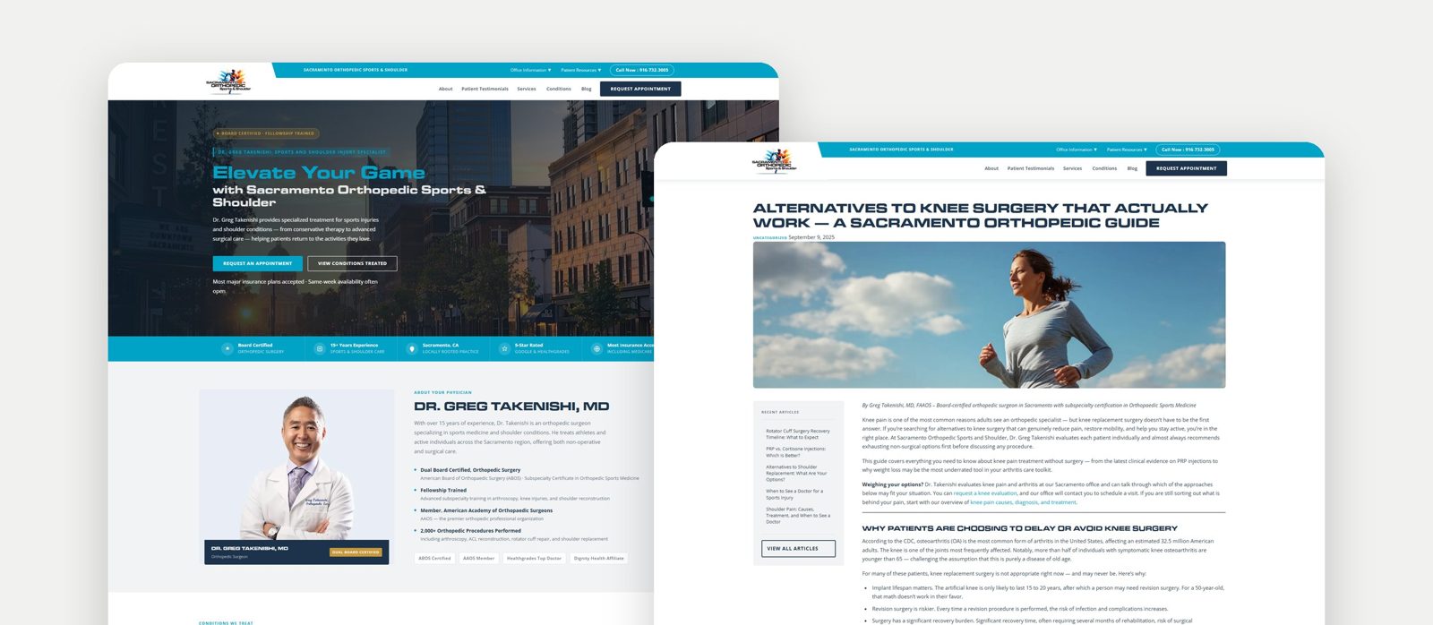 Sacramento Orthopedic Sports & Shoulder website